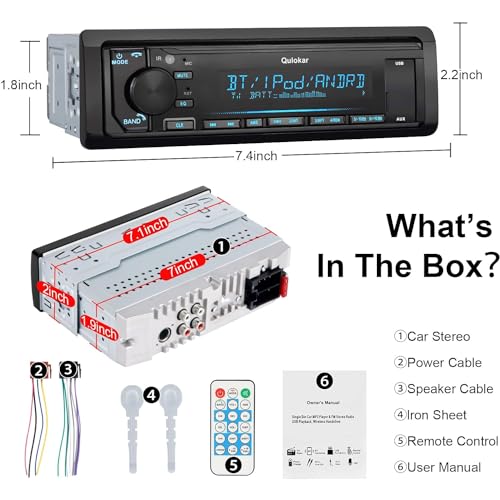 Radio para coche multimedia Single DIN Bluetooth USB AUX miniatura 6