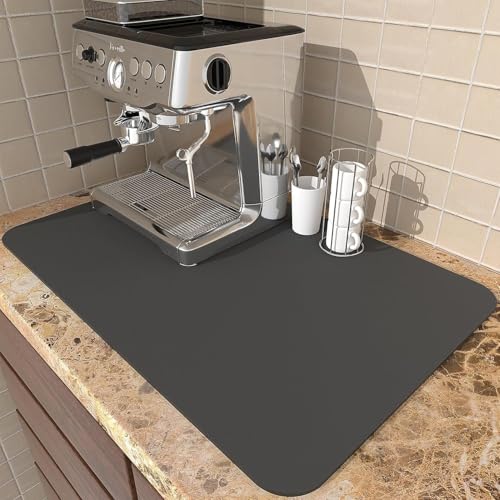 Image of Large Dish Drying Mat for Kitchen Counter, Super Absorbent Quick Dry Microfiber Dish Drainer Pad, Non-Slip Waterproof Kitchen Drying Mat for Dishes, Glasses & Coffee Machine (60X40 CM)