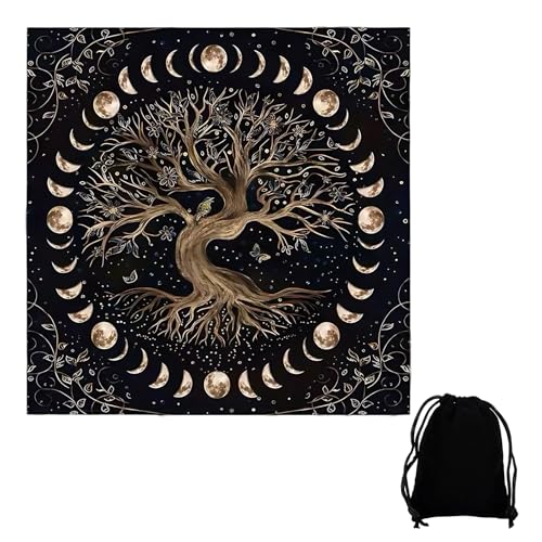 XLTXWD 2PCS Altar Cloth, Tarot Reading Cloth, Black Knitted Base, Witchcraft Supplies for Meditation, Spiritual Rituals, Wiccan Decor