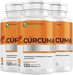 Cúrcuma 500 mg 3x 120 Cápsula Açafrão Tumérico Açafrão Índia