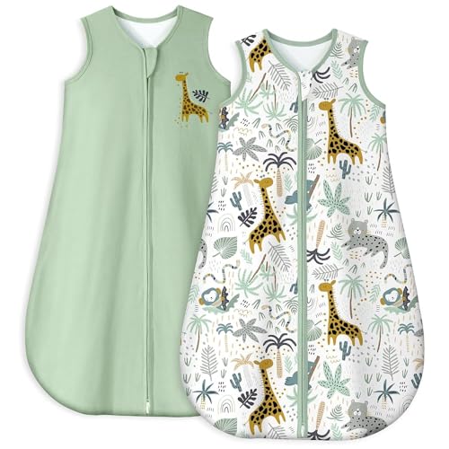 Image of Yoofoss Baby Sleep Sack 0-6 Months TOG 1.0 Baby Wearable Blanket, 2 Pack 100% Organic Cotton Infant Toddler Sleeping Sack 2-Way Zipper Lightweight Sleep Sack