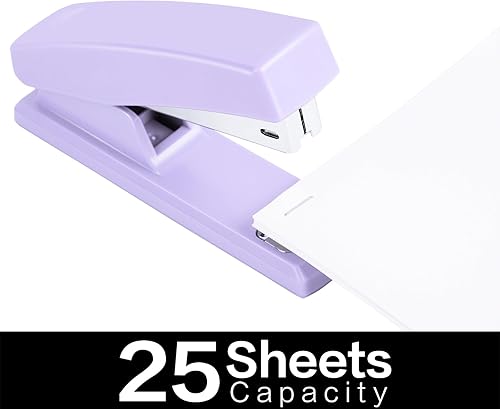 Vista 3 de Deli Stapler, Desktop Staplers with 640 Staples, Office Stapler, 25 Sheet Capacity, Purple A6-morado.,a1-Blanco,a2-Negro