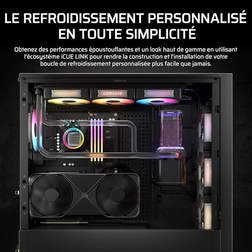 Corsair iCUE Link XH505i RX 360 RGB Kit de watercooling personnalisé Waterblock pour processeur XC7 Elite Pomperéservoir D5 XD6 Elite 3 Ventilateurs RX120 RGB Radiateur de 360 mm XR5 - vue 4