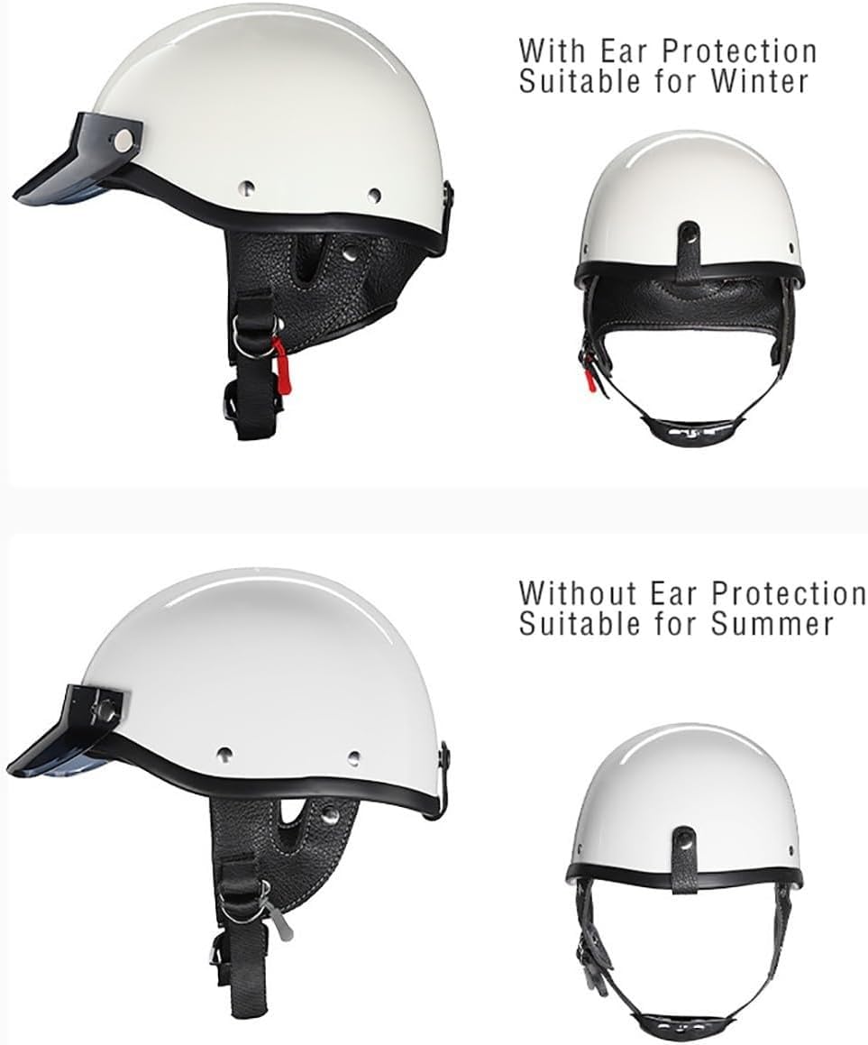 Kask motocyklowy retro, kask motocyklowy dla mężczyzn i kobiet, kask retro w stylu niemieckim, kask motocyklowy dla dorosłych, dopuszczony przez ECE kask motocyklowy w stylu vintage, rozm. S, 52-53 cm