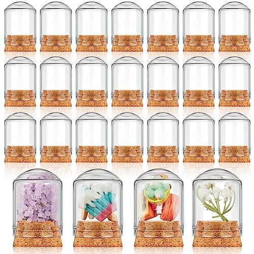 Barydat 50 Pcs 15ml Cloche Glass Dome with Cork Lids Cloche Bell Jar Mini Glass Bottles with Base Decorative Jars Display Case for Specimen Flower Storage Crafts Arts Party Favor Decor