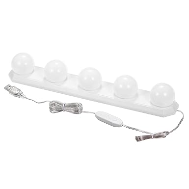 Portable LED Mirror Light with 5 Bulbs USB Charging Dimmable 3 Color Modes Vanity Makeup Cosmetic Lights for Bathroom Dressing Room Table