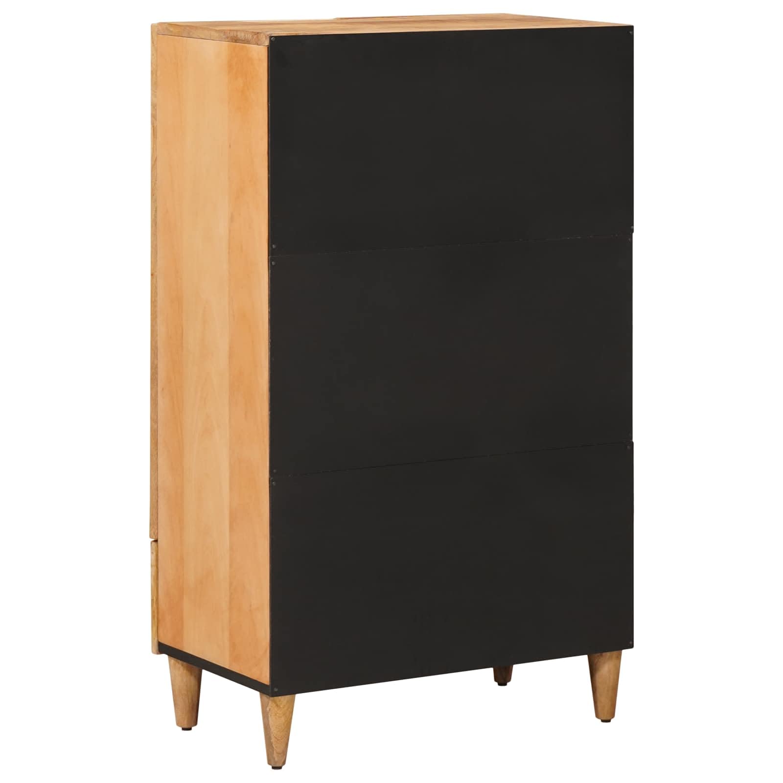 Highboard Braun 60 x 33,5 x 100 cm Armario multimedia de madera maciza de mango – Armario de almacenamiento flexible con 2 puertas y botones de latón, diseño moderno para el salón