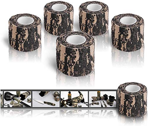 auvstar Cinta de envoltura de camuflaje, Cinta de camuflaje del ejército militar, Se aferran para escopetas Caza Camping, Rodillo autoadhesivo de vendaje elástico de protección(ACU)