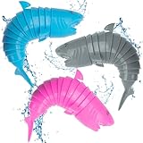 ArtCreativity Fidget Shark Set - 3 Sensory Toys for Kids in Pink, Blue, and Gray - Boys and Girls Aquatic Party Favors - Under The Sea Party Supplies