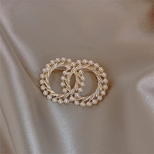 Round Brooch Pin with Pearl for Women Girls Faux Pearl Lapel Pin Wedding Party Bridal Jewelry Vintage Simulated Pearl Flower Brooch Pin4