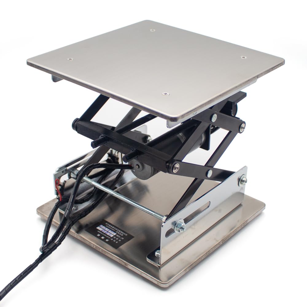 Toplionace Elektrische Edelstahl Hebeplattform Kleiner Labor Hebeständer Ferngesteuert Verstellbarer Heber Bewegliche Last 10kg (150x150MM)