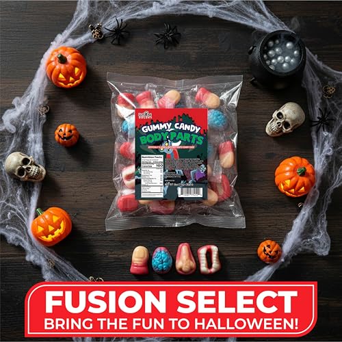 Fusion Select 8 Oz Individually Wrapped Gummy Body Parts Candy - Halloween Gummies & Trick or Treat Candy for Party & Goodie Bags - Spooky Assortment of Brain, Teeth, Fingers & Nose Candies - image 7