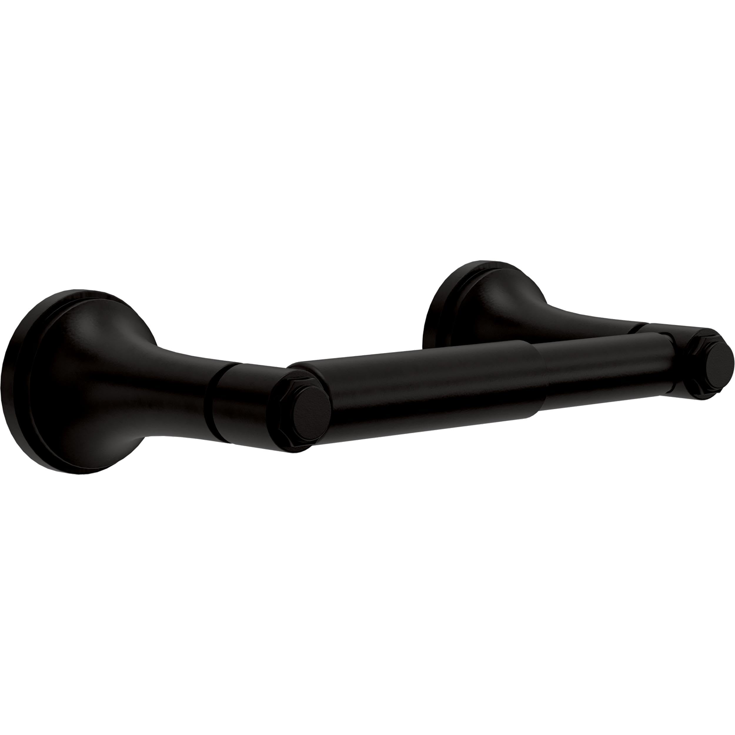 Franklin Brass Woodruff (1-Pack) Toilet Paper Holder Matte Black Tissue Roll Holder for Bathroom Organization and Storage Spring-Loaded Toilet Tissue