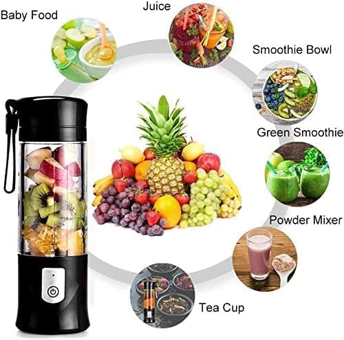 Image of Portable Blender Electric Juicers Fruit Mixers USB Rechargeable Smoothie Mini Personal Juicer 6 Blades 3Gears with 1500 mAh Rechargeable Battery