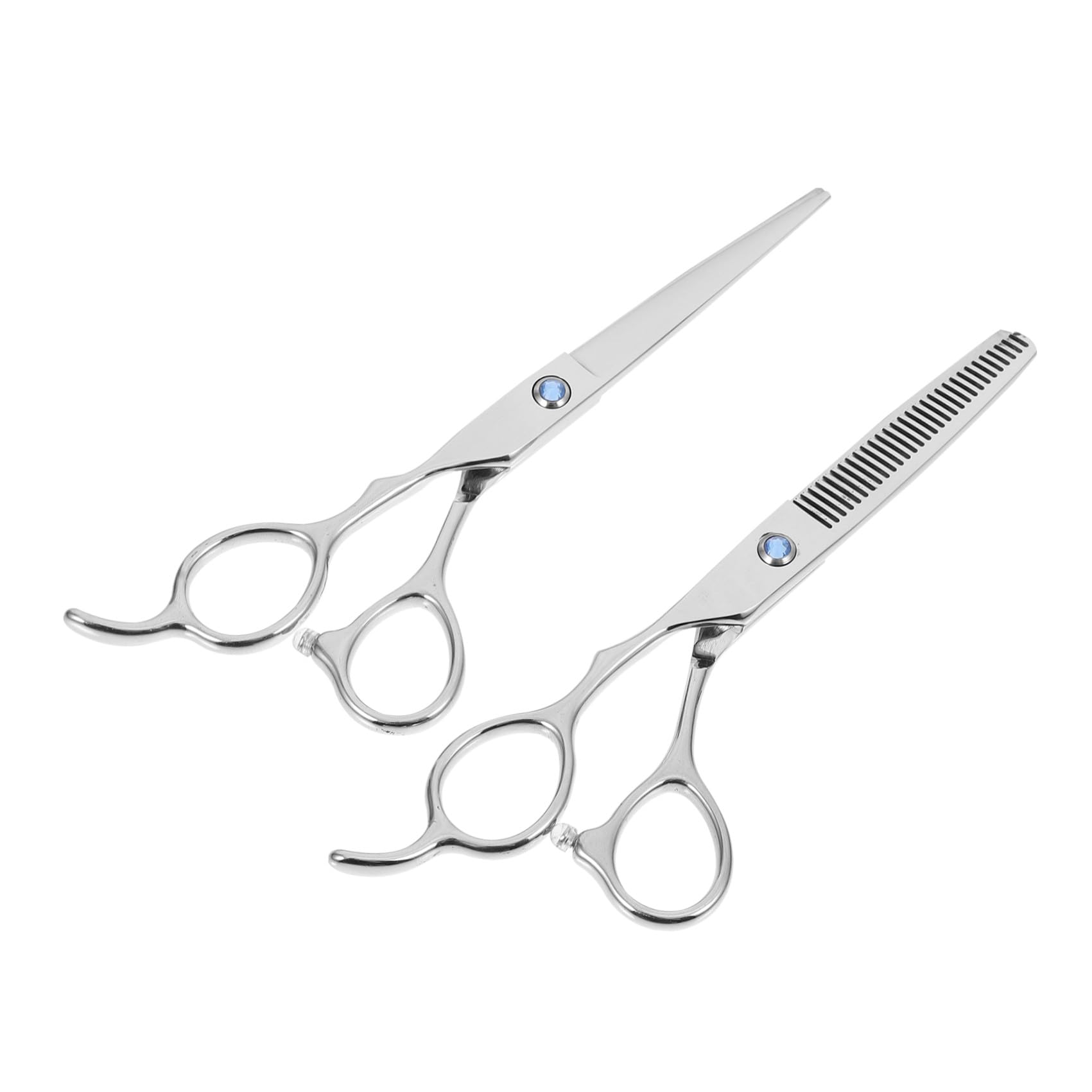 Anneome Ensemble 2 Pièces de Ciseaux de Coupe de Cheveux pour Gauchers en Acier Inoxydable, Design Ergonomique, Professionnel et Amateur, Couleur Argenté
