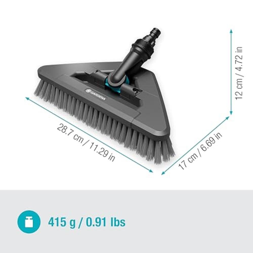 Gardena Cleansystem Cepillo Acoplable Suave Flex: Limpia Superficies delicadas, Forma Triangular, cerdas Suaves, Giratorio, conexión al Mango Cleansystem, para Superficies Grandes (18812-20)