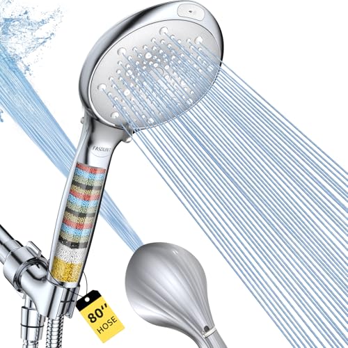 FASDUNT Filtered Shower Head with Handheld High Pressure 8 Sprays Chrome