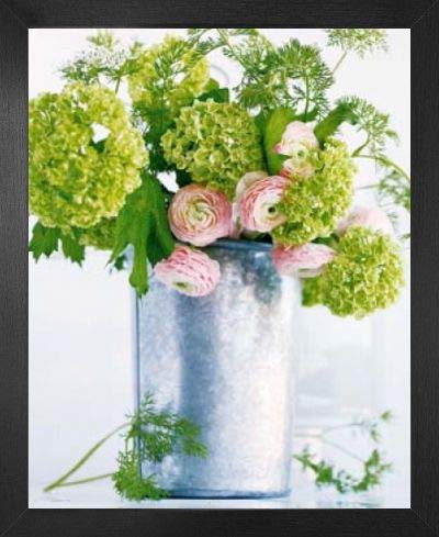 1art1 Fleurs Affiche Reproduction et Cadre (MDF) - Pivoines Vert Anis, Amélie Vuillon (50 x 40cm)