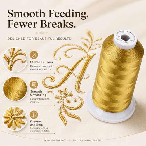 Image of Simthread 5500Yds /5000M 40WT Polyester Embroidery Thread Russet Brown 330 | High-yardage 5000M spool offers smooth feeding and stable 40WT polyester thread for home and commercial embroidery machines.