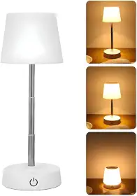 Abajur de Mesa LED Recarregável Touch Sem Fio | Luz Amarela Regulável| Luminária para Quarto, Criado-Mudo, Escritório, Leitura e Decoração Moderna