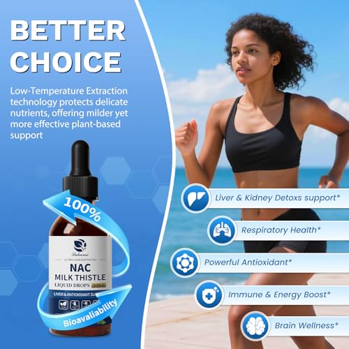 Image of Lukaree Liposomal Liquid NAC 600mg Supplement for Liver Detox & Antioxidant | N-Acetyl-L-Cysteine Liquid Drops w /Milk Thistle & Selenium for Detox Support & Immune Support* - Ultra-Concentrated -2oz
