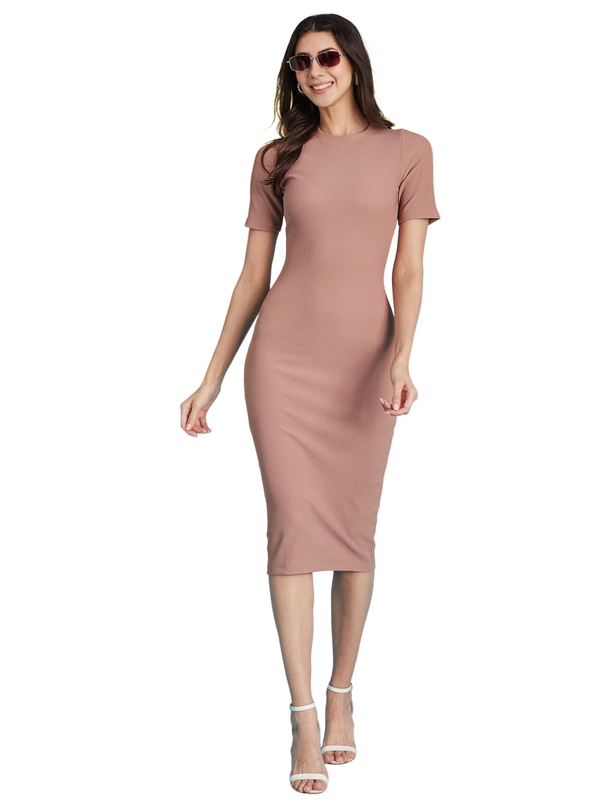 selvia Western Ribbed Lycra Plain One Piece Bodycon-picture-5