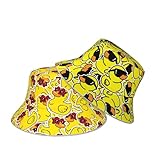 Duck Star Sunglasses Cute Yellow Bucket Hat Beach Summer Sun Hat Reversible Fisherman Hats Double Sided Wearing for Women Men Boys Girls