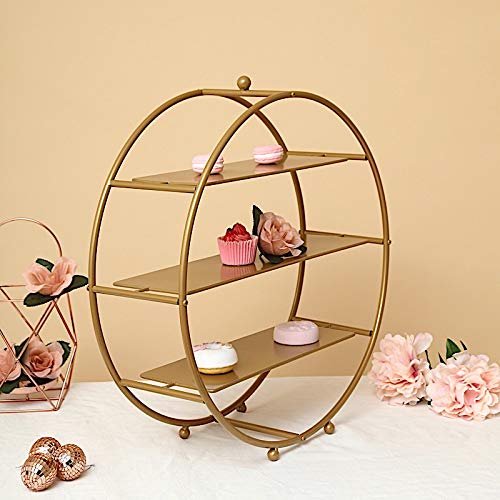 Condition photo showing New/Like New for balsa circle 21-inches tall gold wheel round metal cupcake holders stand - dessert display wedding reception events party decorations
