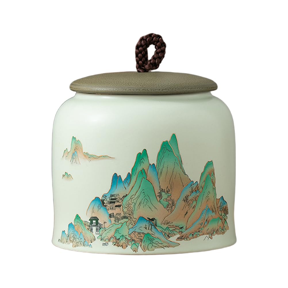 Dxcaicc C Dxcaic Chinese Style Erami Tea Jar, Addy Tea Anister, Tea Storage Ontainer Tins Jar With Airtight Lid Wet-Proof Tank For Tea, Offee, Herb, Sugar, Spice, 30 Oz,