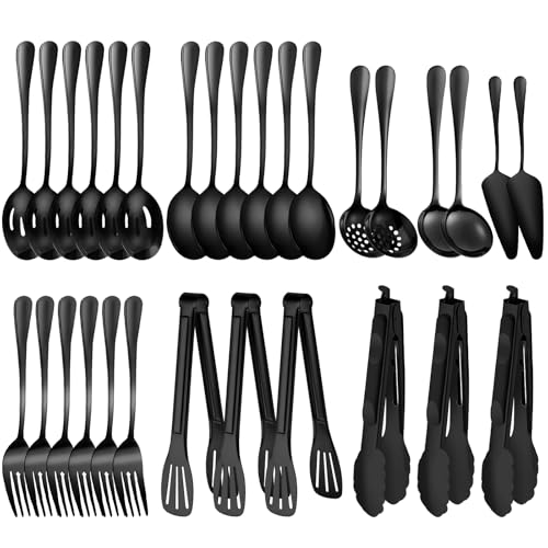 ZLMTZDJD 30pcs Stainless Steel Serving Utensils Set for Parties& Buffets,