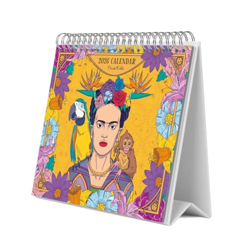 Grupo Erik Calendario sobremesa 2026 Frida Kahlo - Almanaque de mesa 2026 Con espacio para Anotar, Vista Mensual global, Ilustraciones y Base resistente (19,5 x 16,5cm)