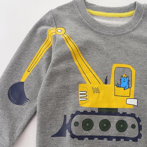 WEILAEIR Toddler Boy Long Sleeve Cartoon Pullover Crewneck Sweatshirt Tops Cartoon Shirt4