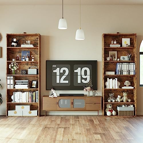 Ironck Bookshelves And Bookcases Set Of 2 Floor Standing 6 Tiers Display Storage Shelves 70 In Tall Bookcase Home Decor Furniture For Home Office, Living Room thumb #1