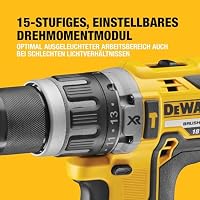 DEWALT XR 18 Volt Akku Schlagbohrschrauber (Bürstenloser Motor, 2-Gang Vollmetallgetriebe, max. Drehmoment 70 Nm, 15 Drehmomentstufen, 2x 18 Volt / 5 Ah Li-Ion Akkus und Ladegerät), DCD796P2-QW – Ansicht 5