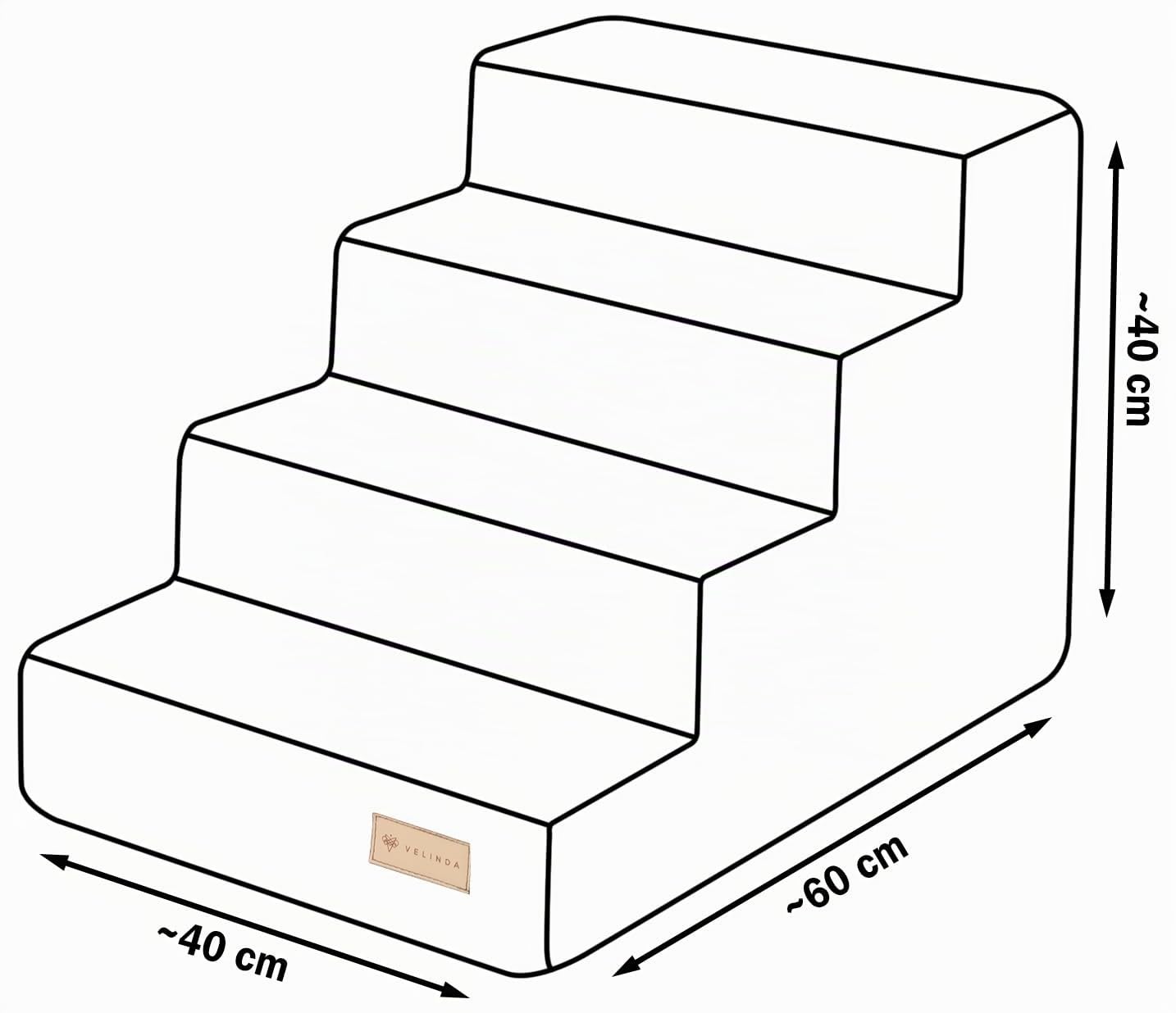 Hundetreppe mit 4 Stufen Katzentreppe Haustiertreppe Einstiegshilfe Schaumstoff (Farbe: rosa (Cord))