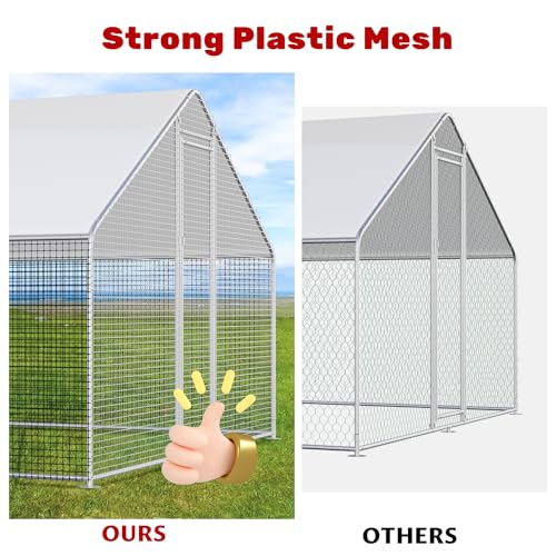 Image of CHIKENCOOP Large Metal Chicken Coop for 6-10 Chickens with Polypropylene Mesh, Waterproof & Anti-UV Cover Premium Walk-in Poultry Enclosure for Outdoor Farm Use (9.8'Lx6.5'Wx6.5'H)