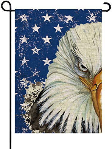 Veterans Day Bald Eagle America Patriotic Garden Flag- Memorial Day Labor Day Decorative Yard Flags Banner Double Sided Patriotic Party Decor 12.5 x 18 Inch , Workers Patriotic Yard Sign Decor