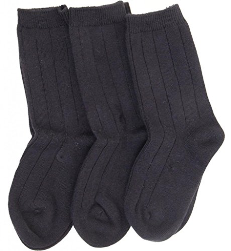 TRIMFIT Boys Rib Comfortoe Dress Socks - 10770-3 Pack - Black, 9-11