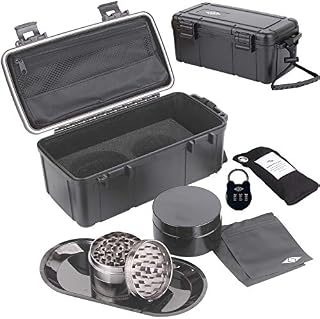Waterproof Stash Box Combo with Lock – Steel Rolling Tray, 100 mL Airtight