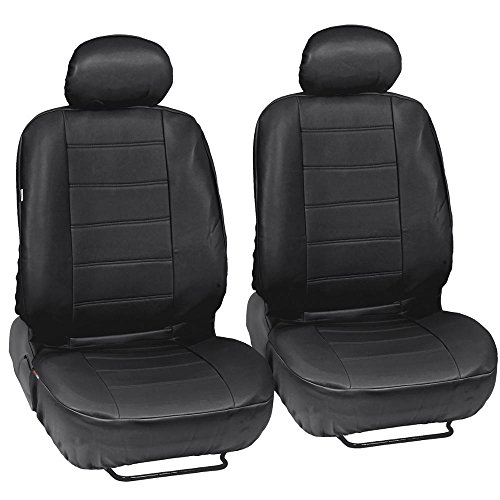 Motor Trend Gift Pack - Premium Leatherette Car Seat Covers & Thick Fatrug Floor Mats - 13 Piece Set - Classic Black #TOP2