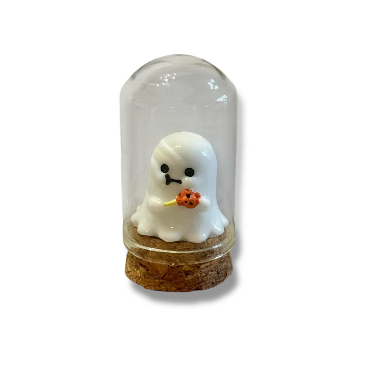 Halloween Ghost in Glass Jar Decoration, Trick or Treating Ghost with Lolly, Corked Container, Clear, 250 ml