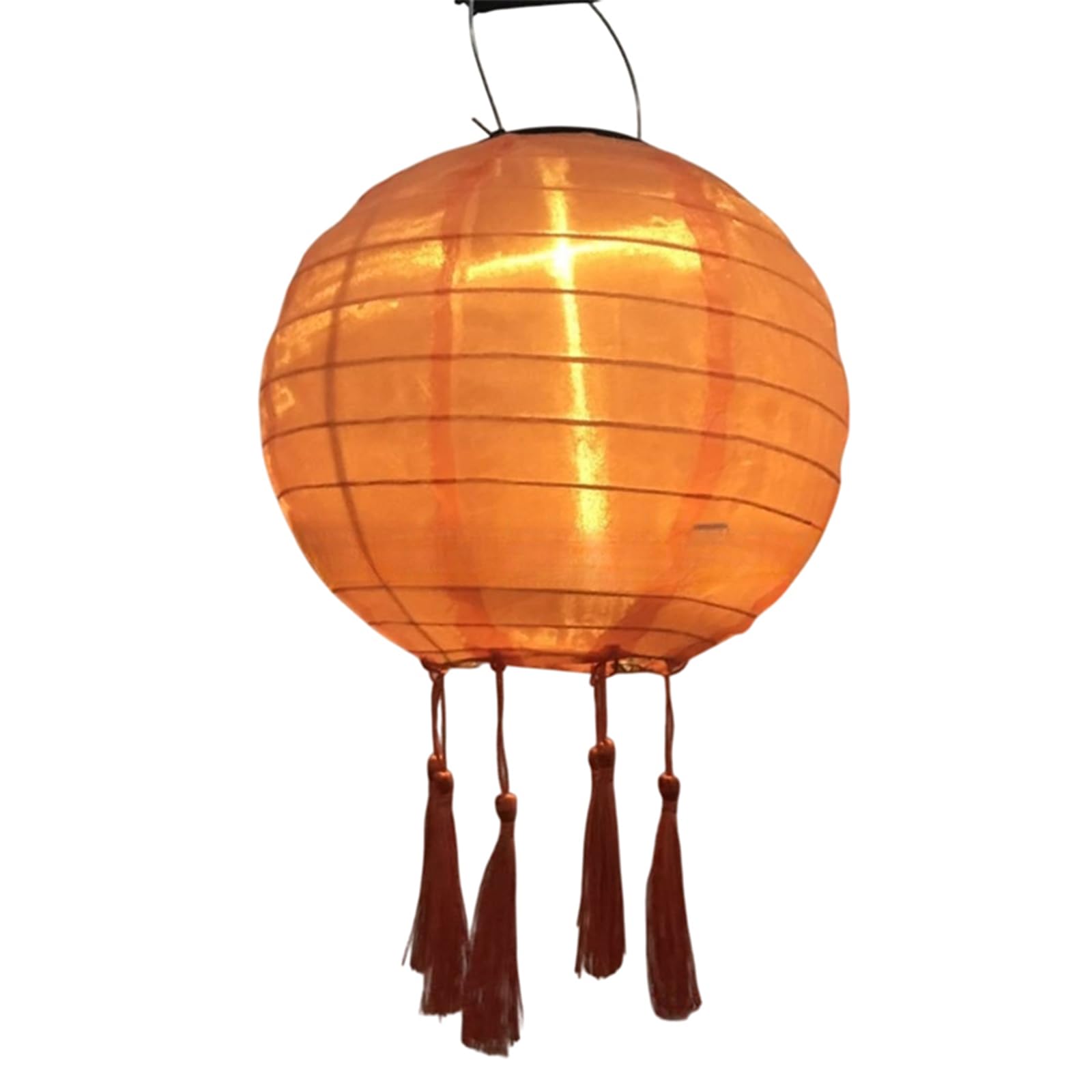 Tefexer 12 Inch Solar Powered Lanterns LED Garden Decorative Light Round Paper Lantern with Tassels for Night Parties, Family Celebrations
