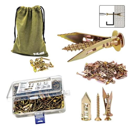 Image of Self Drilling Drywall Anchors and Screws Kit, Heavy Duty Steel Wall Anchors,No Drill or Holes in Wall Mounting Hardware Repair Tools for Pictures and Furniture,TV, Shelf Straps, Cabinets (50, 1.18)
