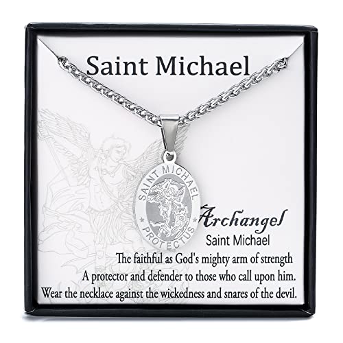 Zocomi Catholic First Communion/Confirmation Gifts for Boys Men,Saint Christopher/Michael/Anthony/Jude/Joseph Medal Necklace，Oval Saint Patron Medal Religious Amulet Gifts