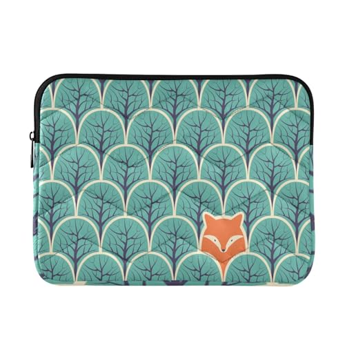 FRODOTGV Laptop-Hülle Fuchs in Blau 13-14 Zoll Polyester Laptoptasche Aktentasche Reise Laptop Tasche Handtasche für Reisen Business
