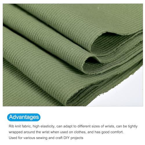 Image of MECCANIXITY 39 inch Elastic Cuffs Ribbed Trims Cotton Fabric Knit Rib Stretch Tape Cuff Sleeve Waistband for Sewing, 8 inch Wide Light Green