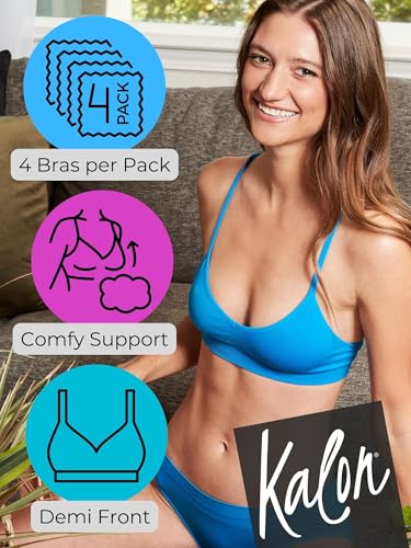 Image of Kalon Women's 4 Pack Demi Padded Bralette Wireless Comfortable Bra