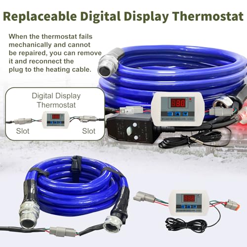 Image of Cupohus Heated Water Hose for RV 15FT Drinking 6.0 Upgrade, Replaceable Digital Display Thermostat, Antifreeze Protection Down to -45℉ for Winter, Electric Camper Garden Hose Insulation Heater