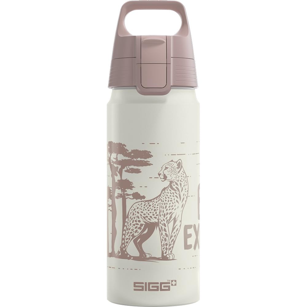 Sigg - Aluminium Water Bottle for Children - WMB One Brave Safari - Suitable for Carbonated Drinks - Leak-Proof - Light as a Feather - BPA-Free - Climate Neutral Certified - Sports & School - White