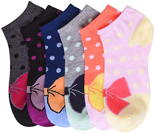 Image of ToBeInStyle Pack of 6 Printed & Solid Low Cut Ankle Socks - Kid's & Adults